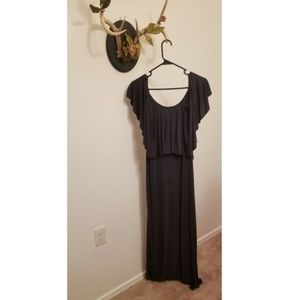Super Cute Black Maxi-Dress with Cut-Out Sleeves
